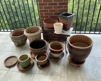 Ten Flower Pots And Two Stands