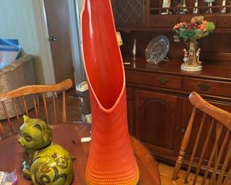 VTG LE Smith Bittersweet Nubby Butt Swung Vase 29.5”Tall Fat Bottom MCM 1’ Mouth