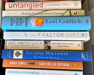 Non-fiction books: foreign politics, spiritual divorce, trauma
Fiction: Agatha Christie, JK Rowling, John Grisham, JR Tolkien, Ken Follett
Coffee Table: Tibet, French Laundry, Native Nations
