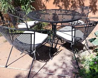 Wrought iron round patio table + 4 chairs