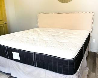 King bed frame + headboard; Stearns + Foster king pillowtop mattress 


