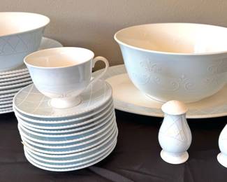 Lenox Swedish Garland china set, with dish + serving ware