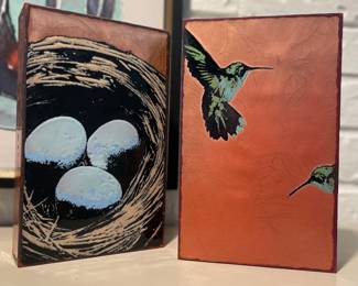 Number 087 title “wing it” glass on copper Houston LLEW SPIRITILES and number 060