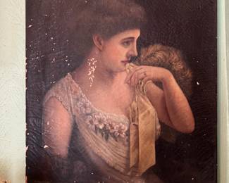 Original Victorian Oil painting lady portrait