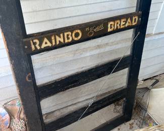 Early rainbow bread advertising screen door