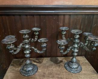 Pair of Silver Plate Candelabras