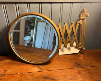 Antique Retractable Shaving Mirror 