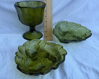 4 Green Glass Pieces $9.00