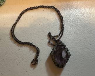 Large Purple Stone Necklace $15.00