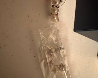 Pearl and Sterling Silver Earrings $12.00