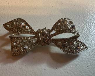 Rhinestone Bow Brooch $8.00