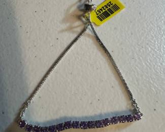 Sterling Silver Purple Slide Bracelet $18.00