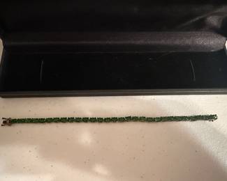 Green Stone Sterling Silver Bracelet $25.00