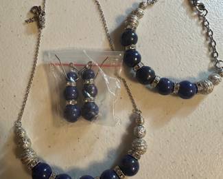 Blue and Silver Bracelet, Earrings and Necklace $18.00