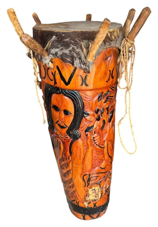 Hand Carved Folk Art Peg Drum