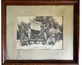 Framed Vintage Battle of Gonzales Drawing