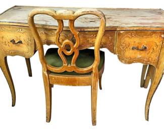 Venetian Italian Writing Table Chair
