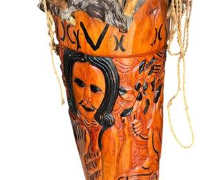 Hand Carved Folk Art Peg Drum