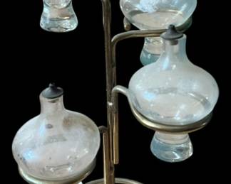 MidCentury Glass Oil Lamps and Stand