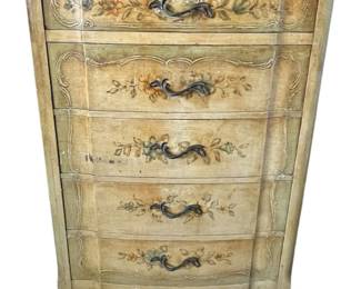 Venetian 5Drawer Floral Painted Dresser