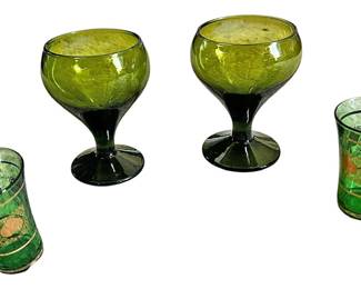 Vintage Green Glass Glasses