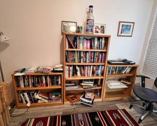 bookcases and loads of good reads to choose from