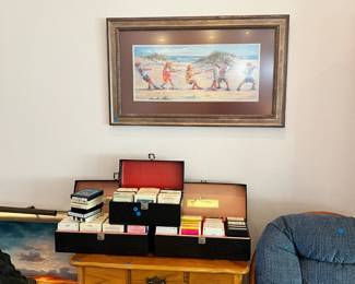a track's, painting, and an antique table