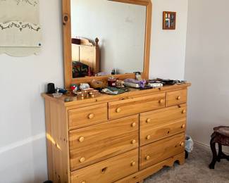 love the knots in this dresser. Mirror, Queen bed and 2 night stands in this matching set