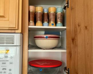 pyrex bowls, 18 piece set of tiki glasses and more bowl sets.