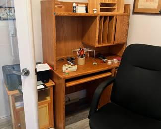 desk, printer station, chair, printer and more