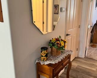 Large Antique Mirror, small table and sunflower decor