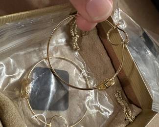 Set of 2 Sterling Silver Large Hoops with Stones Earrings $16.00