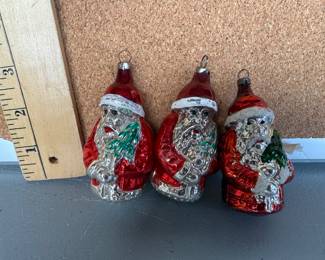 3 Red Santa Ornaments $15.00