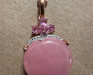 Pink Stone Sterling Pendant and Necklace $28.00