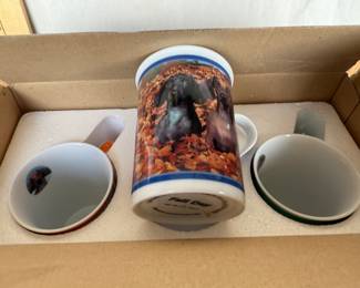#1 3 Dachshund Mugs Danbury Mint New $8.00