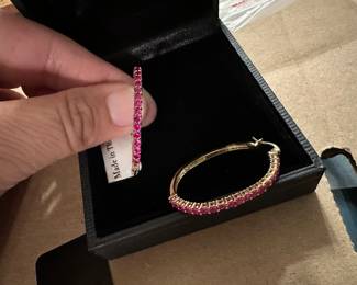 Pink Sterling Silver Hoops $18.00
