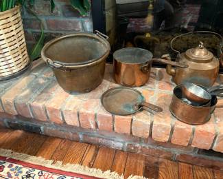 Antique Copper pots and tea kettle
