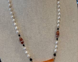 Pearl and stone necklace