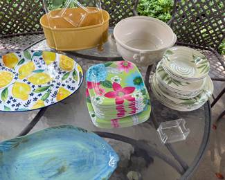 Plastic patio ware and ceramic wine cooler or planter