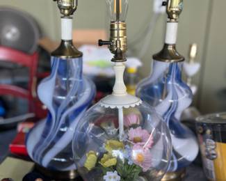 Two Murano lamps + Flower Fish Bowl lamp