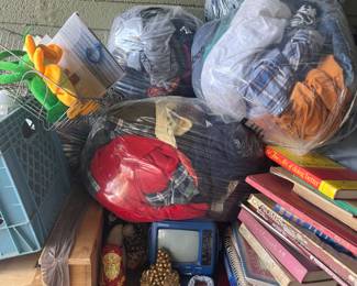Bags and Bags of clothes. Contemporary and Vintage. Books!!!