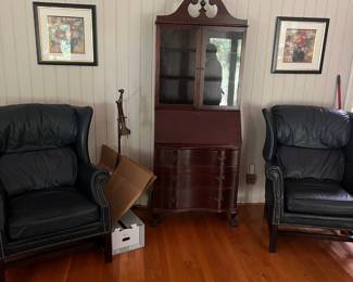 Secretary, blue arm chairs