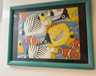 Fish print, looks like 1/300, artist name under border matt