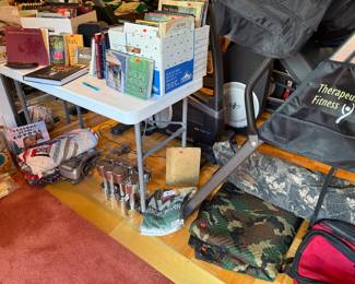 more books, weights, camo blanket