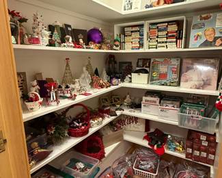 All Christmas, bulbs, pillow, chili pepper lights, baskets, rope lighting and old 8 track cassettes and LPs