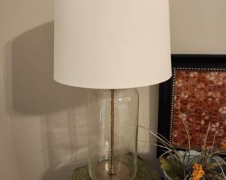 Pair of Glass and Brass Lamps