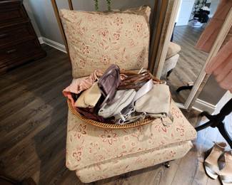 Slipper Chair with Brass Casters