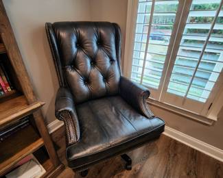 Desk chair with tufted back and nail head trim