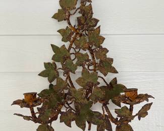 Metal tole candle holder, sconce, tole sconce