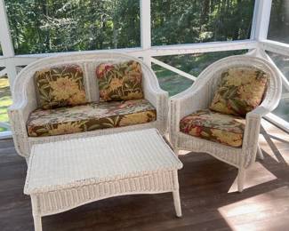 Three piece wicker set, wicker softa